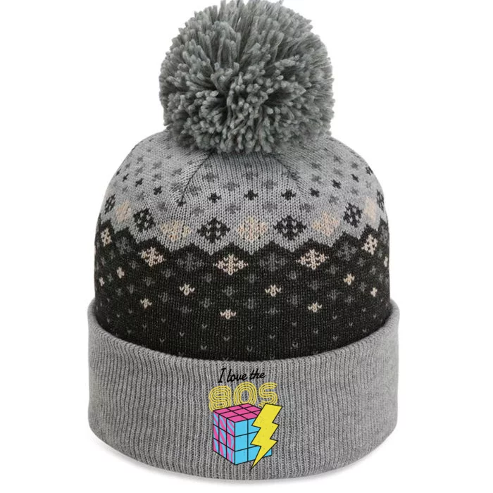 I Love The 80s Lightning Rubik The Baniff Cuffed Pom Beanie