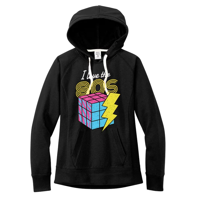 I Love The 80s Lightning Rubik Women's Fleece Hoodie