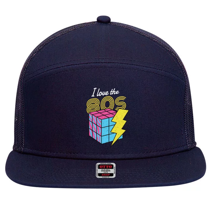 I Love The 80s Lightning Rubik 7 Panel Mesh Trucker Snapback Hat