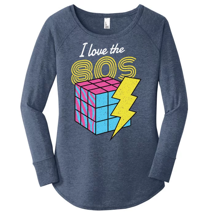 I Love The 80s Lightning Rubik Women's Perfect Tri Tunic Long Sleeve Shirt