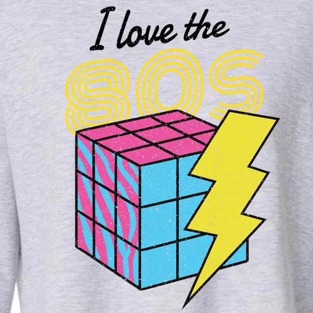 I Love The 80s Lightning Rubik Cropped Pullover Crew