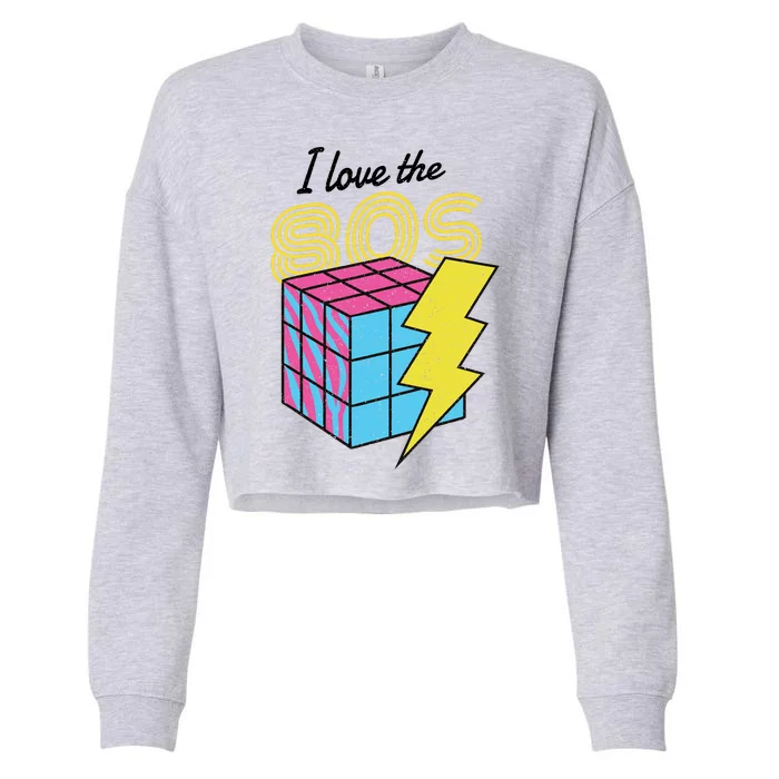 I Love The 80s Lightning Rubik Cropped Pullover Crew