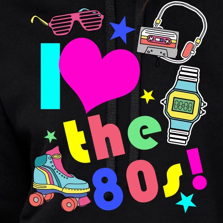 I Love The 80s Retro Party Mash-up Crop Top Hoodie
