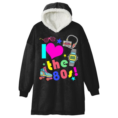 I Love The 80s Retro Party Mash-up Hooded Wearable Blanket