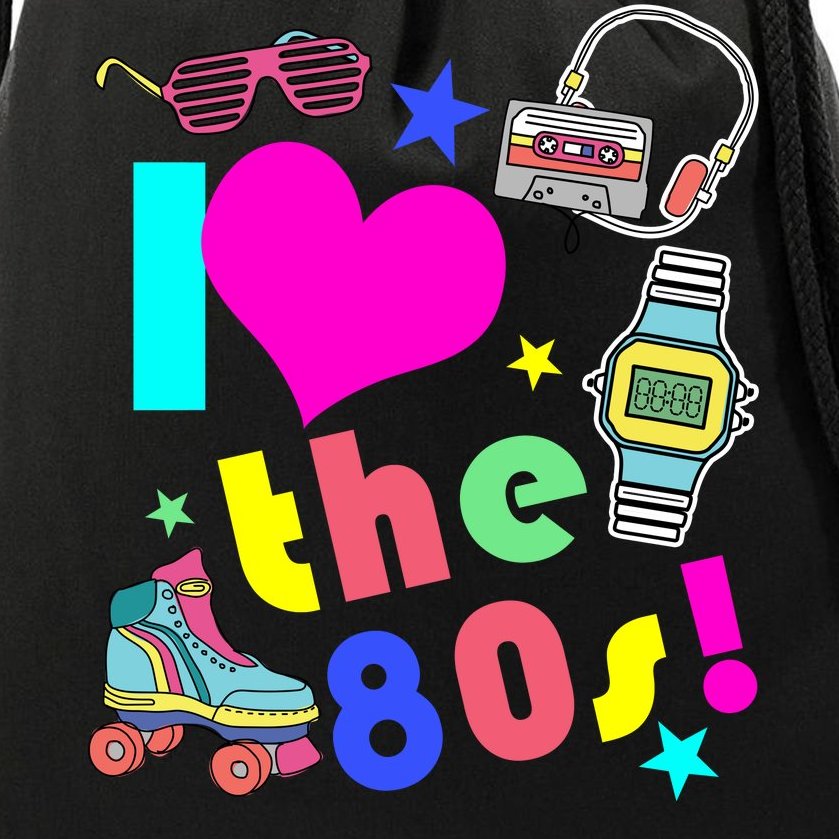 I Love The 80s Retro Party Mash-up Drawstring Bag
