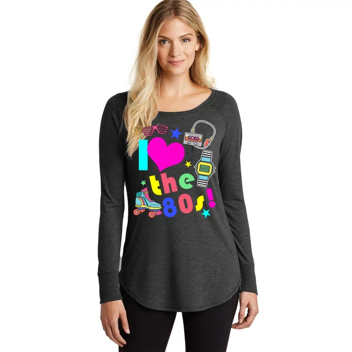 I Love The 80s Retro Party Mash-up Women’s Perfect Tri Tunic Long Sleeve Shirt