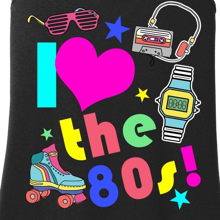 I Love The 80s Retro Party Mash-up Ladies Essential Tank