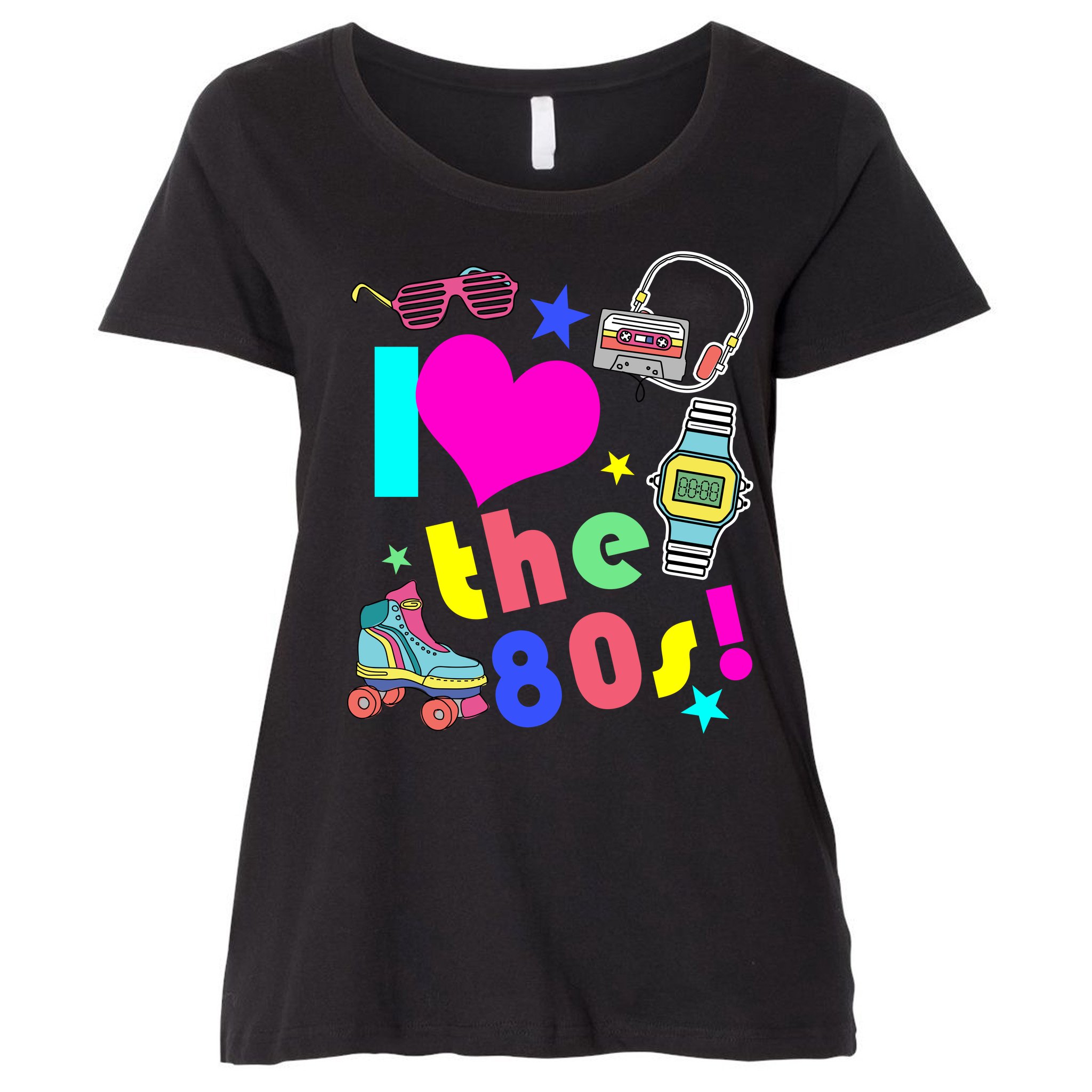 Women I Love The 80s T Shirt 80’s Off Shoulder Top Retro Disco Club Party Outfit 