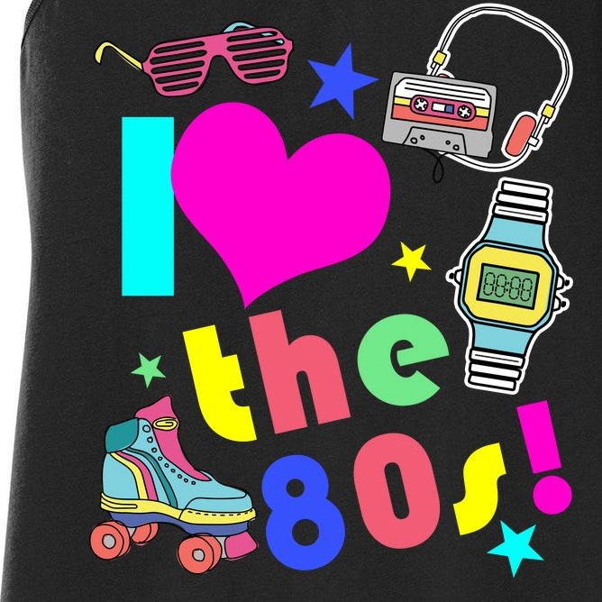 I Love The 80s Retro Party Mash-up Women's Racerback Tank