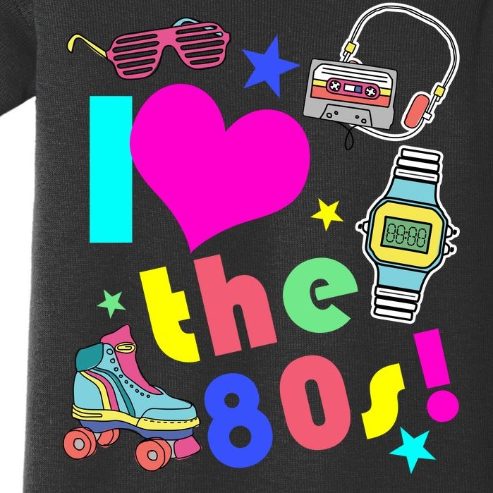 I Love The 80s Retro Party Mash-up Baby Bodysuit