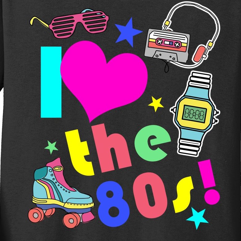 I Love The 80s Retro Party Mash-up Kids Long Sleeve Shirt