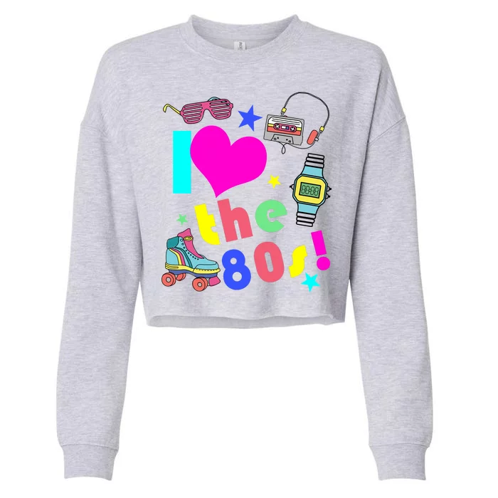 I Love The 80s Retro Party Mash-up Cropped Pullover Crew