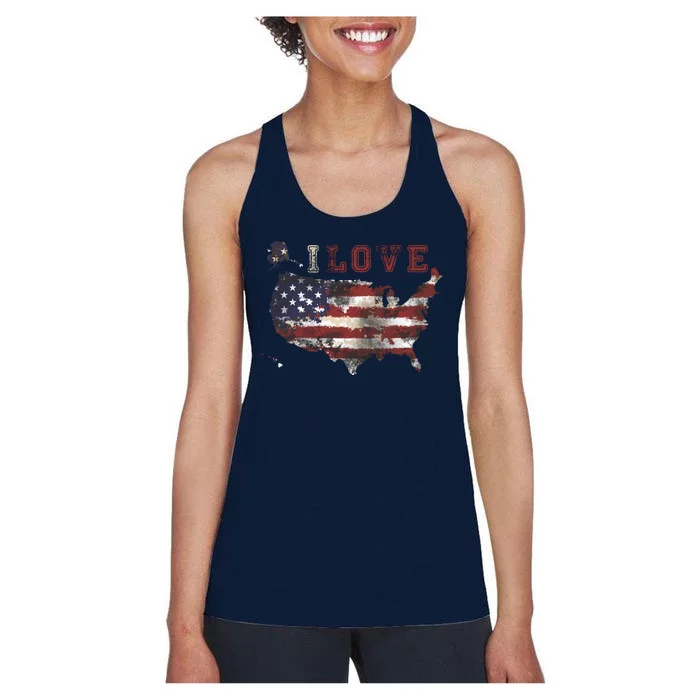 I Love The United States Women's Racerback Tank