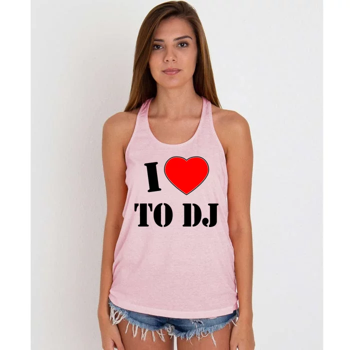 I Love To DJ Women's Knotted Racerback Tank