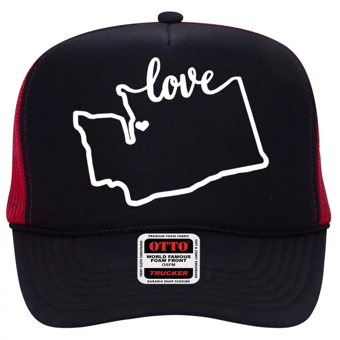 I Love Washington State High Crown Mesh Trucker Hat