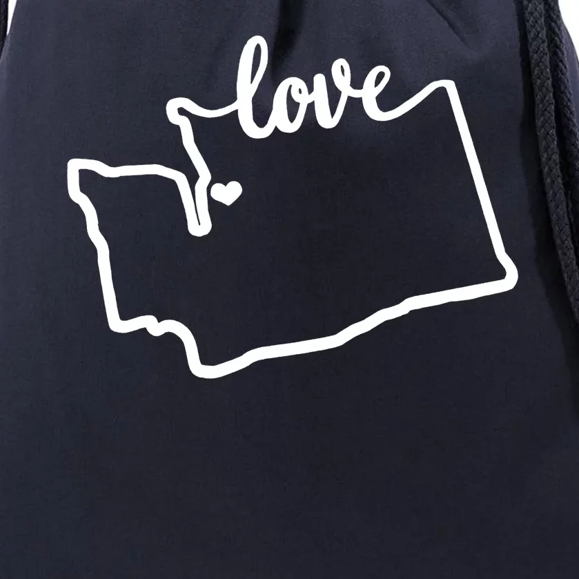 I Love Washington State Drawstring Bag