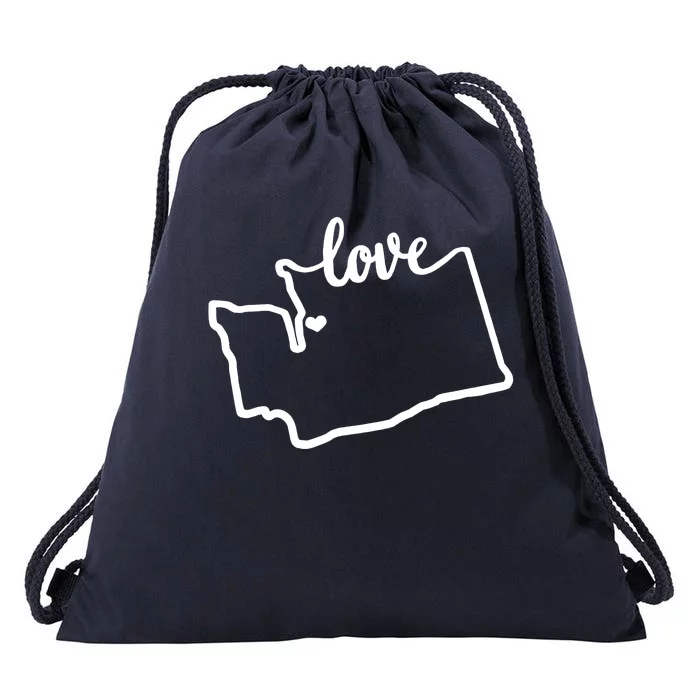 I Love Washington State Drawstring Bag