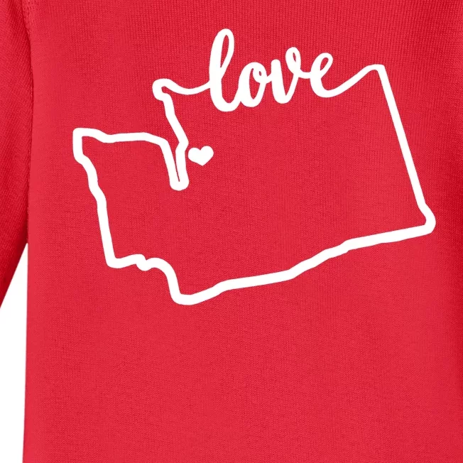 I Love Washington State Baby Long Sleeve Bodysuit