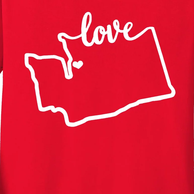 I Love Washington State Kids Long Sleeve Shirt