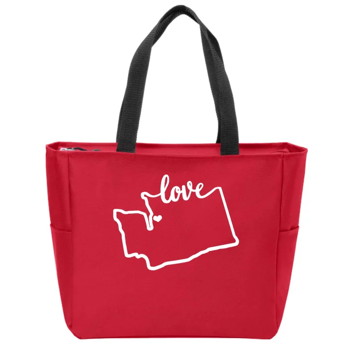 I Love Washington State Zip Tote Bag