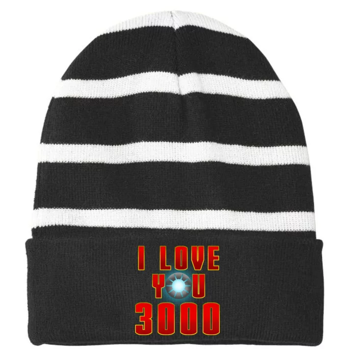 I Love You 3000 Striped Beanie with Solid Band