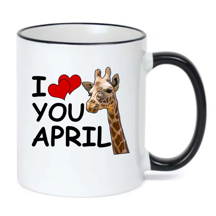 I Love You April The Giraffe Photo Black Color Changing Mug