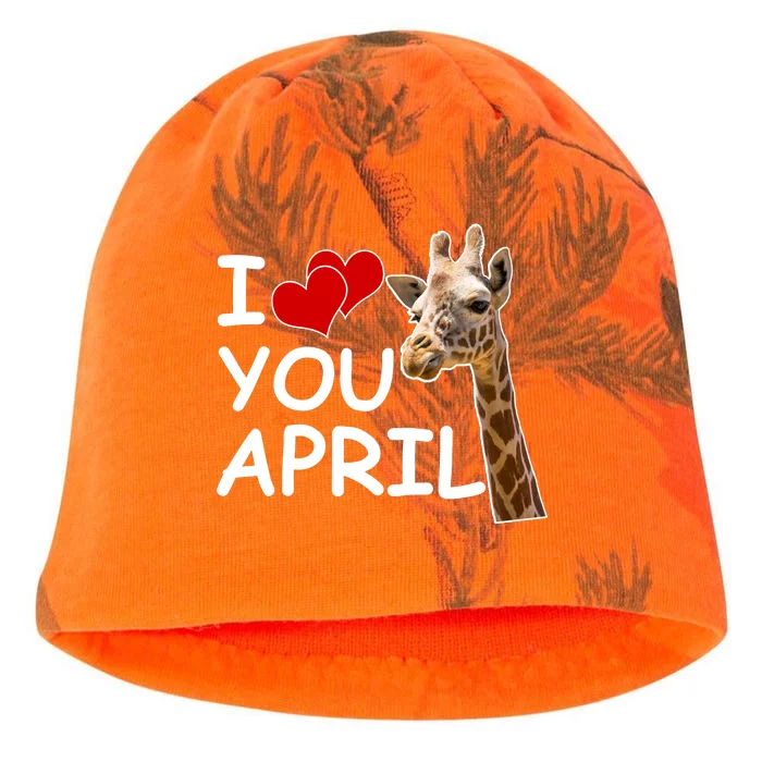 I Love You April The Giraffe Photo Kati - Camo Knit Beanie