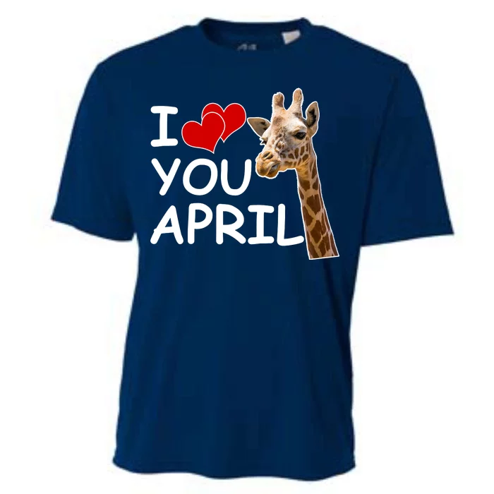 I Love You April The Giraffe Photo Cooling Performance Crew T-Shirt