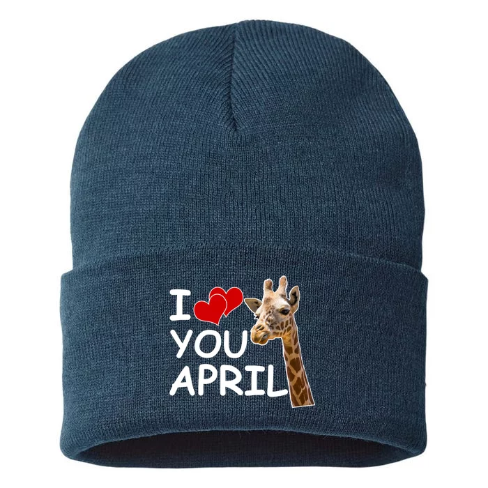 I Love You April The Giraffe Photo Sustainable Knit Beanie