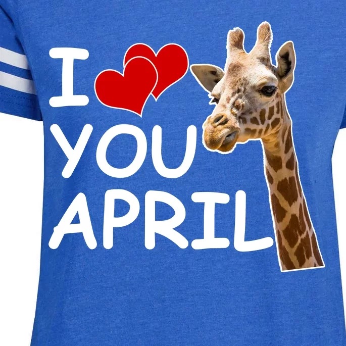 I Love You April The Giraffe Photo Enza Ladies Jersey Football T-Shirt