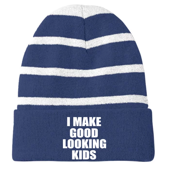 I Make Good Looking Kids Striped Beanie with Solid Band