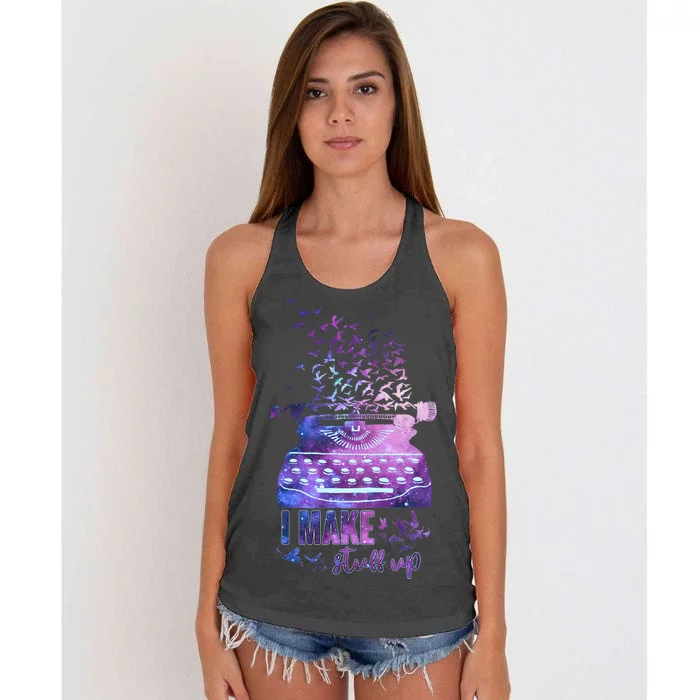 I Make Stuff Up Typewriter Women's Knotted Racerback Tank