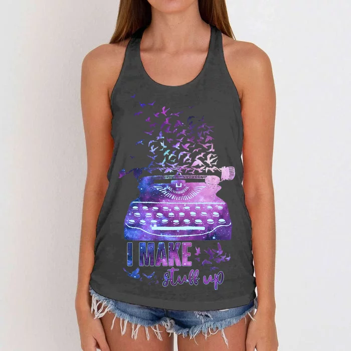 I Make Stuff Up Typewriter Women's Knotted Racerback Tank