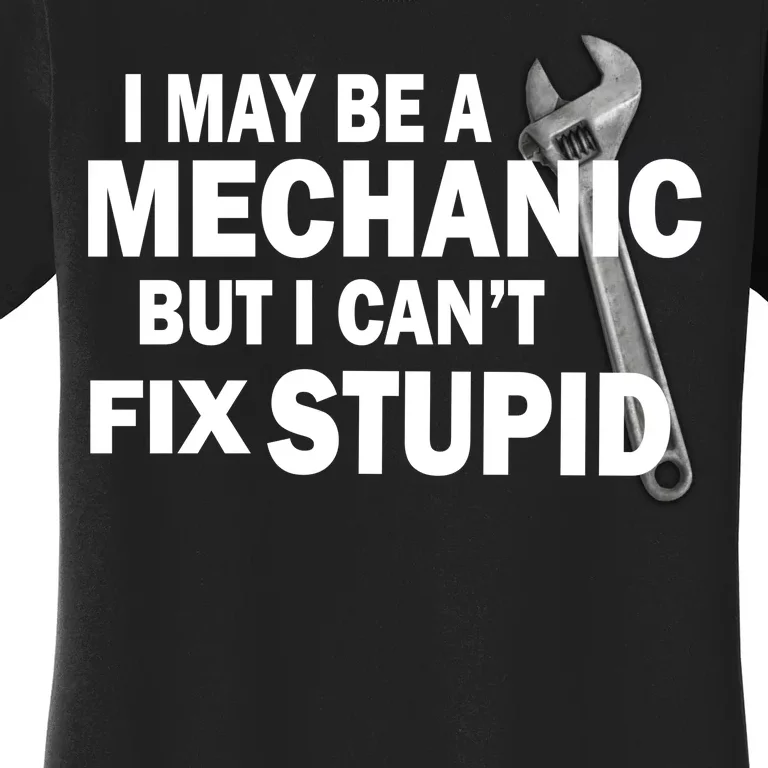 I May Be A Mechanic But I Can't Fix Stupid Funny Women's T-Shirt