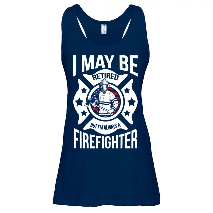 I May Be Retired But I'm A Firefighter Ladies Essential Flowy Tank