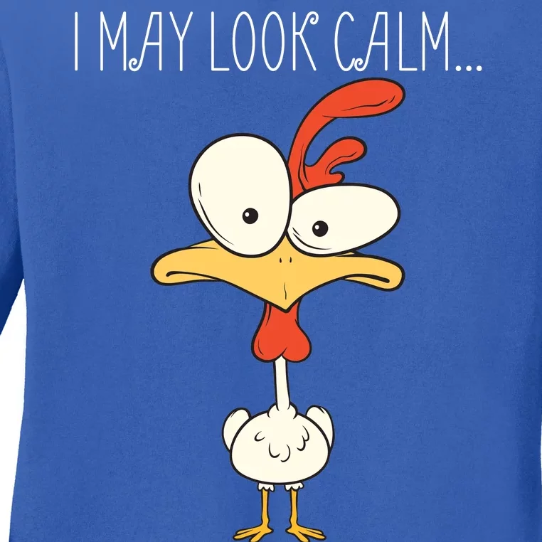 I May Look Calm But In My Head I Pecked You 3 Times Ladies Long Sleeve Shirt