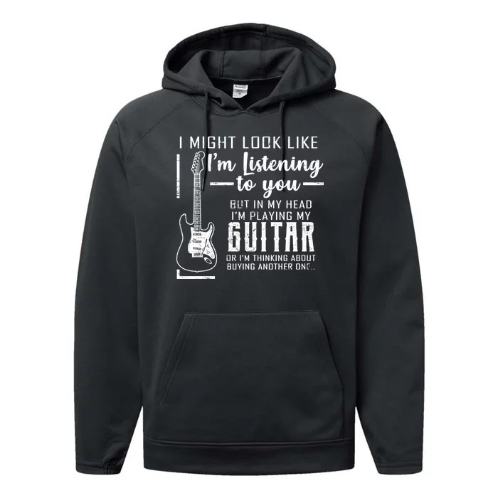 I Might Look Like I'm Listening To You Music Guitar Performance Fleece Hoodie