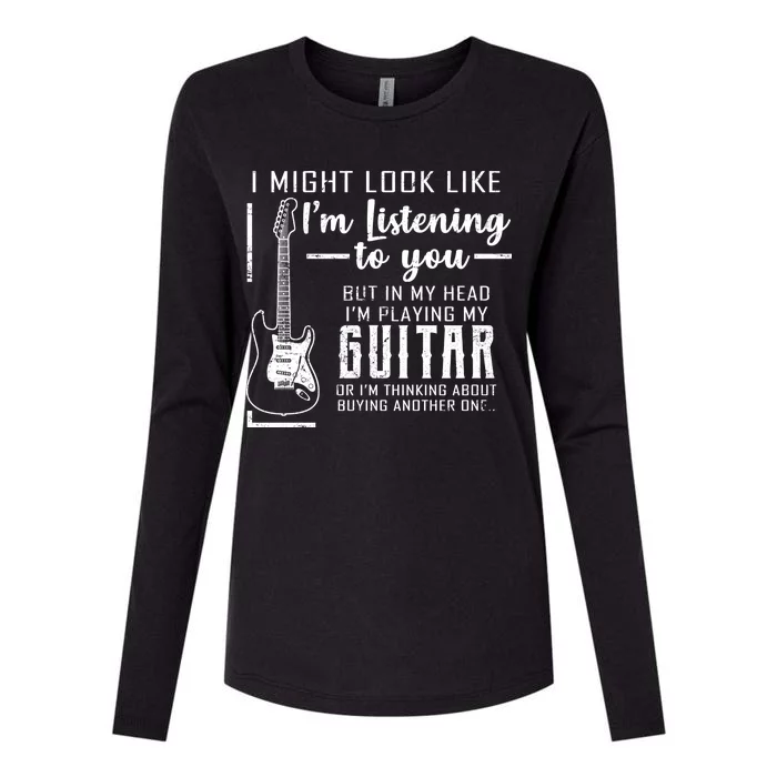 I Might Look Like I'm Listening To You Music Guitar Womens Cotton Relaxed Long Sleeve T-Shirt