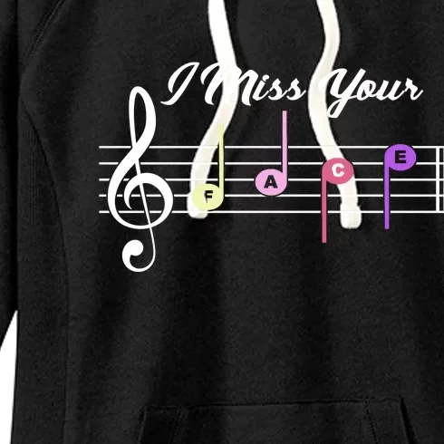 I Miss Your Face Music Notes Women's Fleece Hoodie