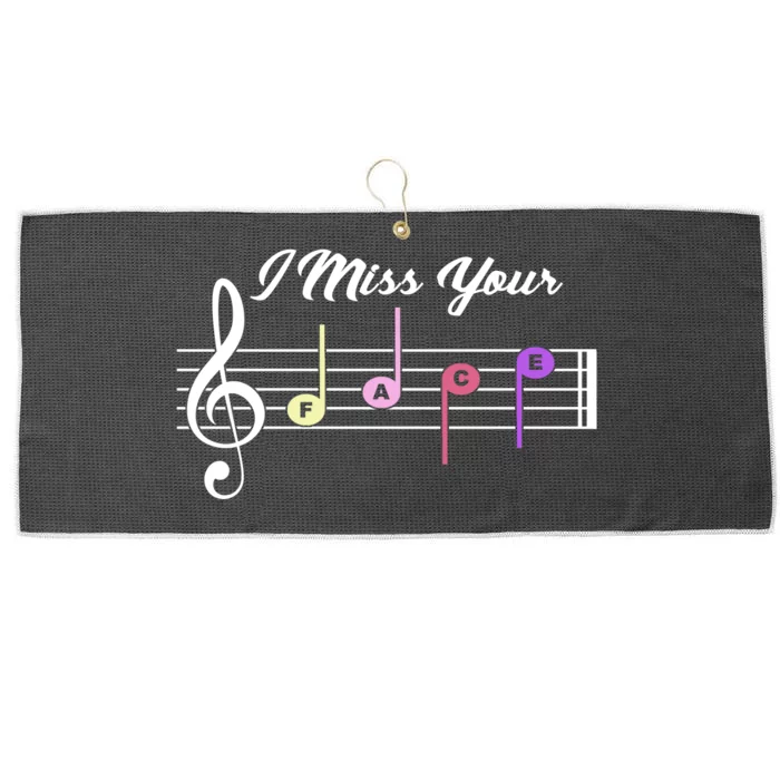 I Miss Your Face Music Notes Large Microfiber Waffle Golf Towel