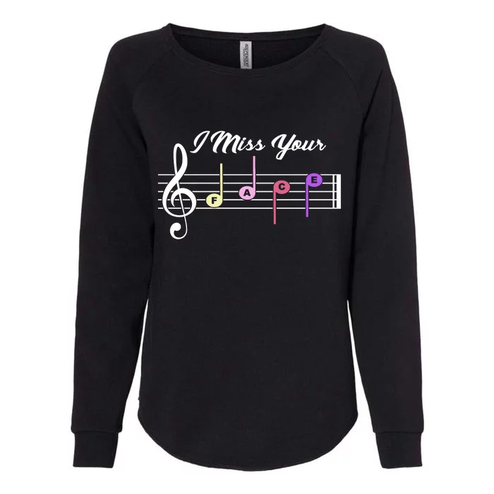 I Miss Your Face Music Notes Womens California Wash Sweatshirt