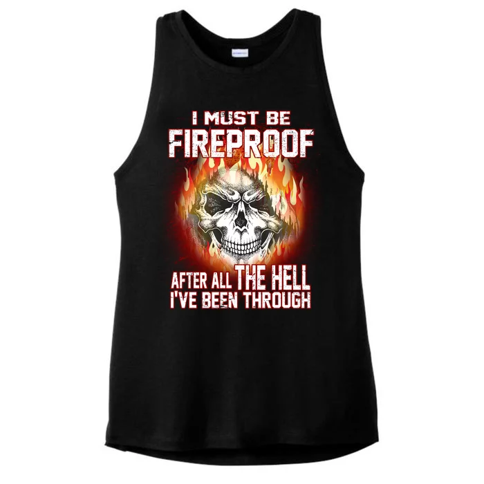 I Must Be Fireproof After All The Hell I've Been Through Ladies Tri-Blend Wicking Tank