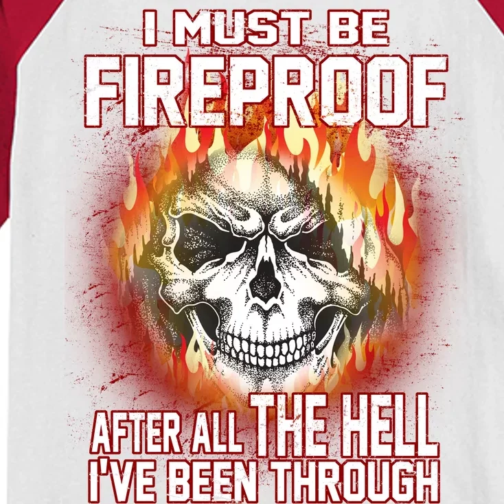 I Must Be Fireproof After All The Hell I've Been Through Kids Colorblock Raglan Jersey