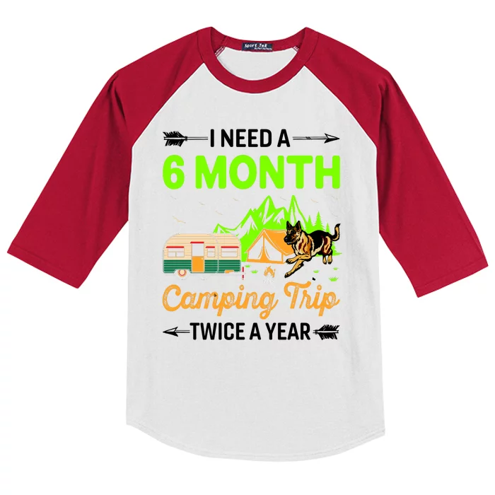 I Need A 6 Month Camping Trip Twice A Year Kids Colorblock Raglan Jersey