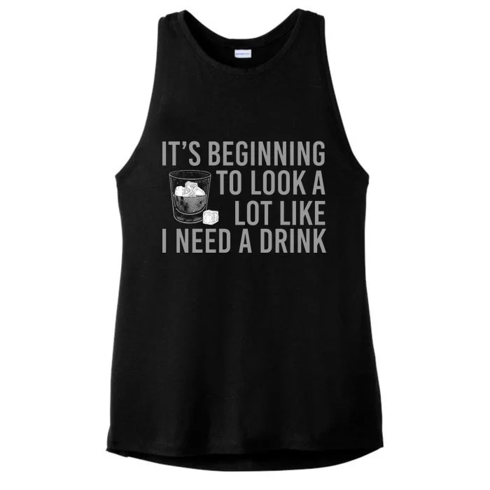 I Need A Drink Ladies Tri-Blend Wicking Tank