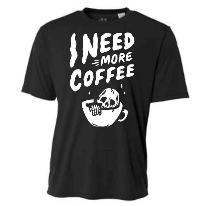 I Need More Coffee Funny Skeleton Cooling Performance Crew T-Shirt