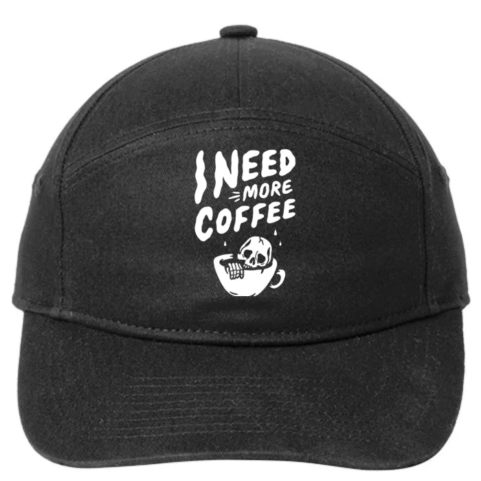 I Need More Coffee Funny Skeleton 7-Panel Snapback Hat