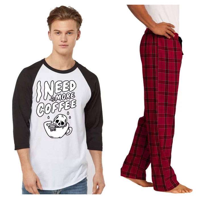 I Need More Coffee Funny Skeleton Raglan Sleeve Pajama Set