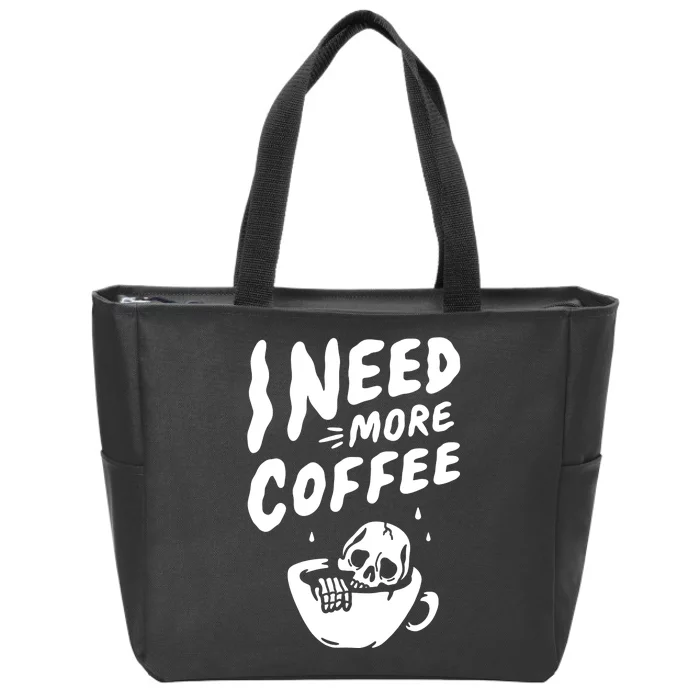 I Need More Coffee Funny Skeleton Zip Tote Bag