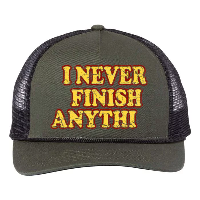 I Never FInish Anythi Retro Rope Trucker Hat Cap